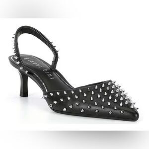 Gianni Bini Azurie Leather Studded Rockstud Slingback Spike Pumps Size 6